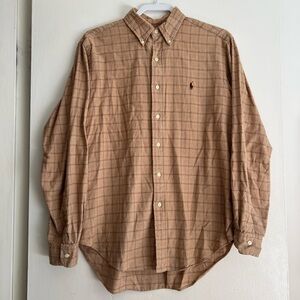 Ralph Lauren Tan Checkered Button-Down Shirt